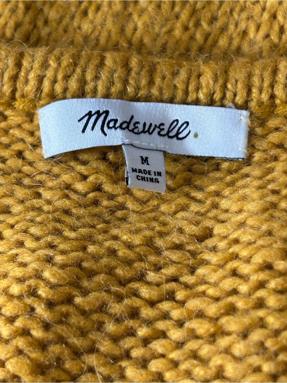Madewell Balloon Sleeve V-Neck Pullover Sweater Mustard Yellow Alpaca Blend M - Picture 3 of 7